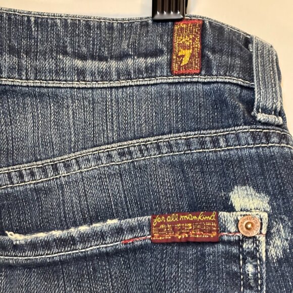 7 For All Mankind Women's Distressed Crop Boycut Jeans Size 27 - Picture 2 of 9